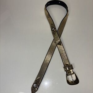 Womens Gold Embellished Western Style‎ Belt With Crystal Accents